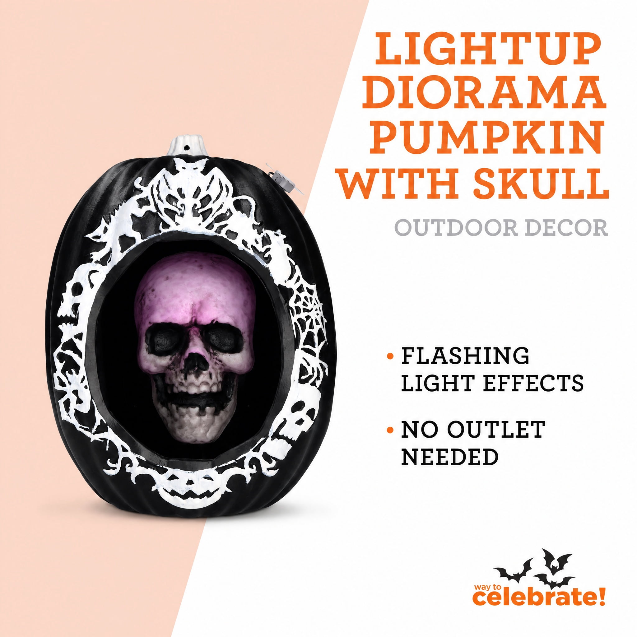 Light-Up Diorama Pumpkin with Skull Decoration, Multicolor, 13.1", Halloween by Way To Celebrate