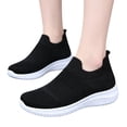 thumbnail image 4 of pwidon Sneakers for Women Easy Slip On Flyknit Breathable Hollow Mesh Walking Shoes Lightweight Cushioned Non Slip Outdoor Indoor Casual Footwear Black 41, 4 of 5