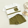 thumbnail image 3 of Contrast Color  Neck T-shirt with Pocket + Solid Color Shorts, 3 of 9