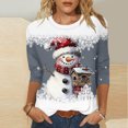 thumbnail image 2 of Christmas Shirt for Womens 3/4 Length Sleeve TShirts Cute Christmas Snowman Graphic Printed Blouses Crewneck Tunic Tops Loose Pullover Top Plus Size, 2 of 5