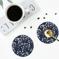 thumbnail image 5 of Kll Round Shape Drink Coasters Set Of 4,Pu Leather Absorbent Coasters Set Decorative Coffee Cup Coasters Housewarming Gift For Home Decor-Cherry Blossoms On Navy Background, 5 of 9