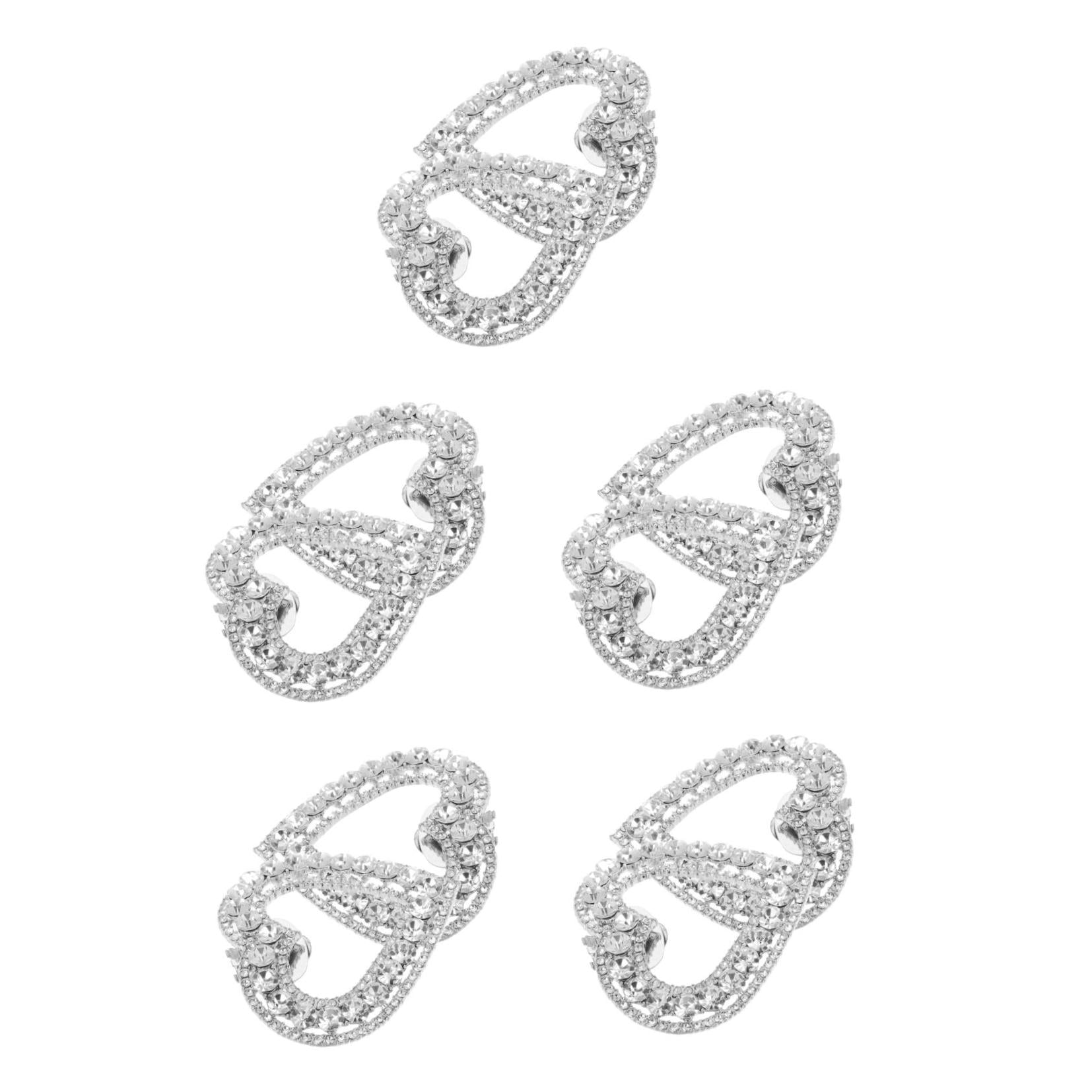 Masteelf 5 Pairs  Heart Shoe Clips Detachable Shoe Buckle Clips Wedding Shoe Crystal Decoration Charms Women Rhinestone Shoe Accessories For Diy Accessories