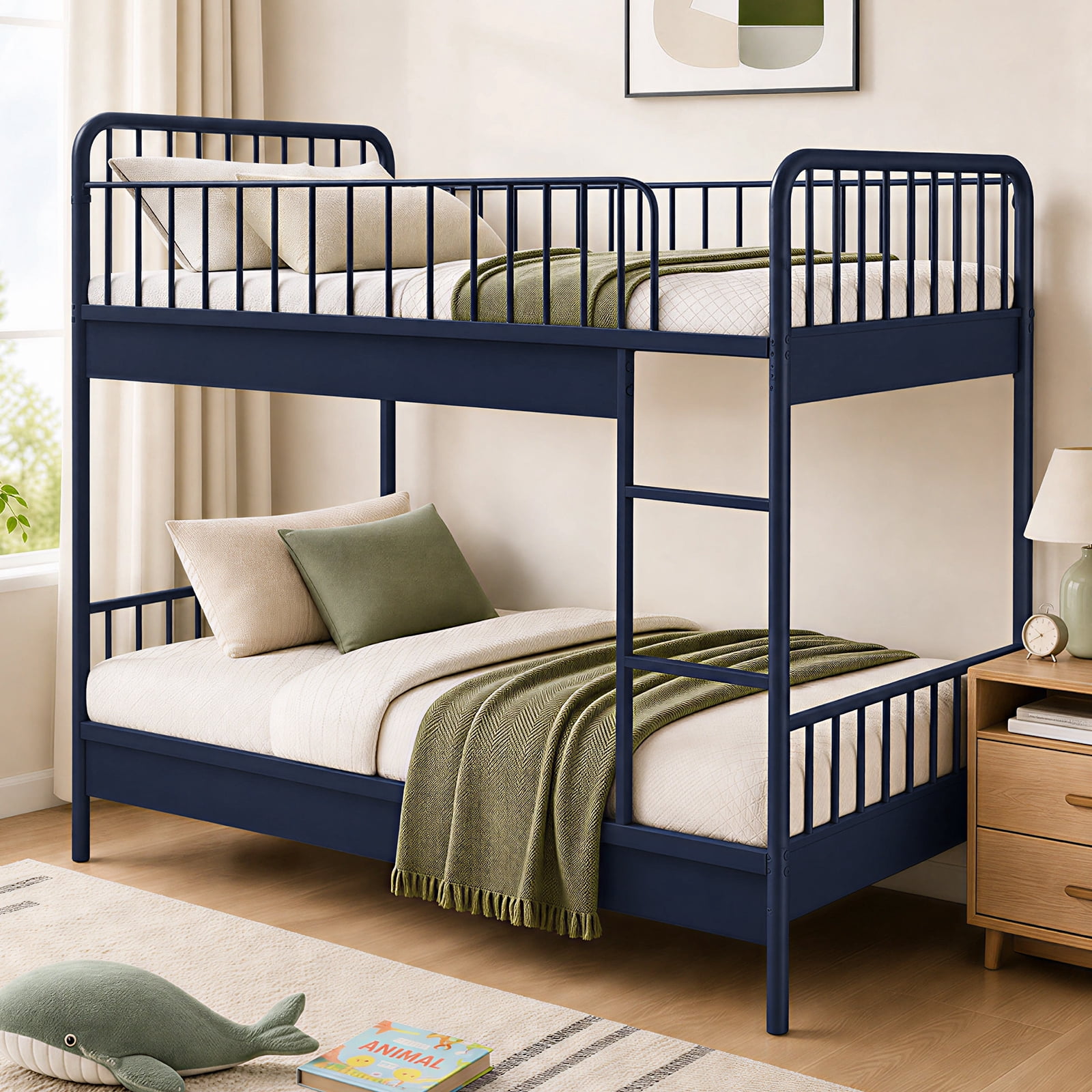 Mainstays Kids Twin-over-Twin Metal Bunk Bed, Blue