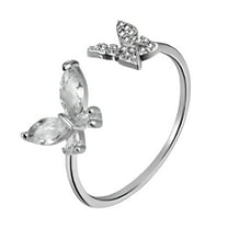 CILENON Sterling Silver Butterfly Spoon Ring: Women Vintage Antique Flower Thumb Rings Jewelry Gifts For Mom Grandma (Silver,One Size)