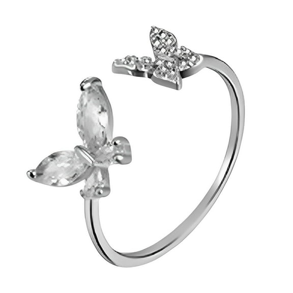 CILENON Sterling Silver Butterfly Spoon Ring: Women Vintage Antique Flower Thumb Rings Jewelry Gifts For Mom Grandma (Silver,One Size)