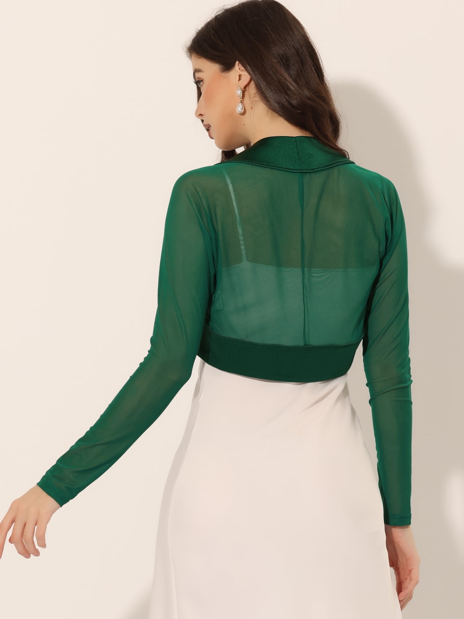 DARING DIVA Women's Elegant Bolero Shrugs Crop Cardigan L Dark Green