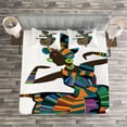 thumbnail image 3 of Ambesonne African Quilted Bedspread Set 3 Pcs, Dancing Lady Colorful Art, Queen Size, Multicolor, 3 of 3
