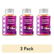 (3 pack) Vitamatic Prebiotic Fiber Gummies for Adults - 7G Fiber Extra Strength - Zero Sugar Added - 60 Pectin Based Gummies - Digestive Health & Regularity Support