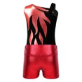 thumbnail image 4 of Alvivi Kids Girls Rhinestone Athletic Ballet Dance Outfits Sleeveless Leotards with Booty Shorts Set Red 4, 4 of 7