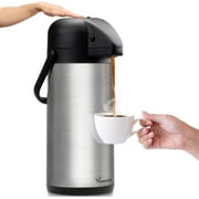 Vondior Thermal Airpot Coffee & Tea Beverage Urn, Silver, Large, 102 oz