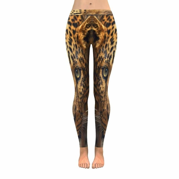 SUNENAT Fashion Angry Leopard Funny Animal Stretchy Capri Leggings Skinny Yoga Pants XS