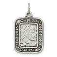 thumbnail image 3 of 925 Sterling Silver Antiqued Square Shaped St. Christopher Medal Pendant, 3 of 5