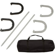 Trademark Innovations Premium Reinforced Carbon Steel Horseshoe Set With Carry Bag (Black and Gray)
