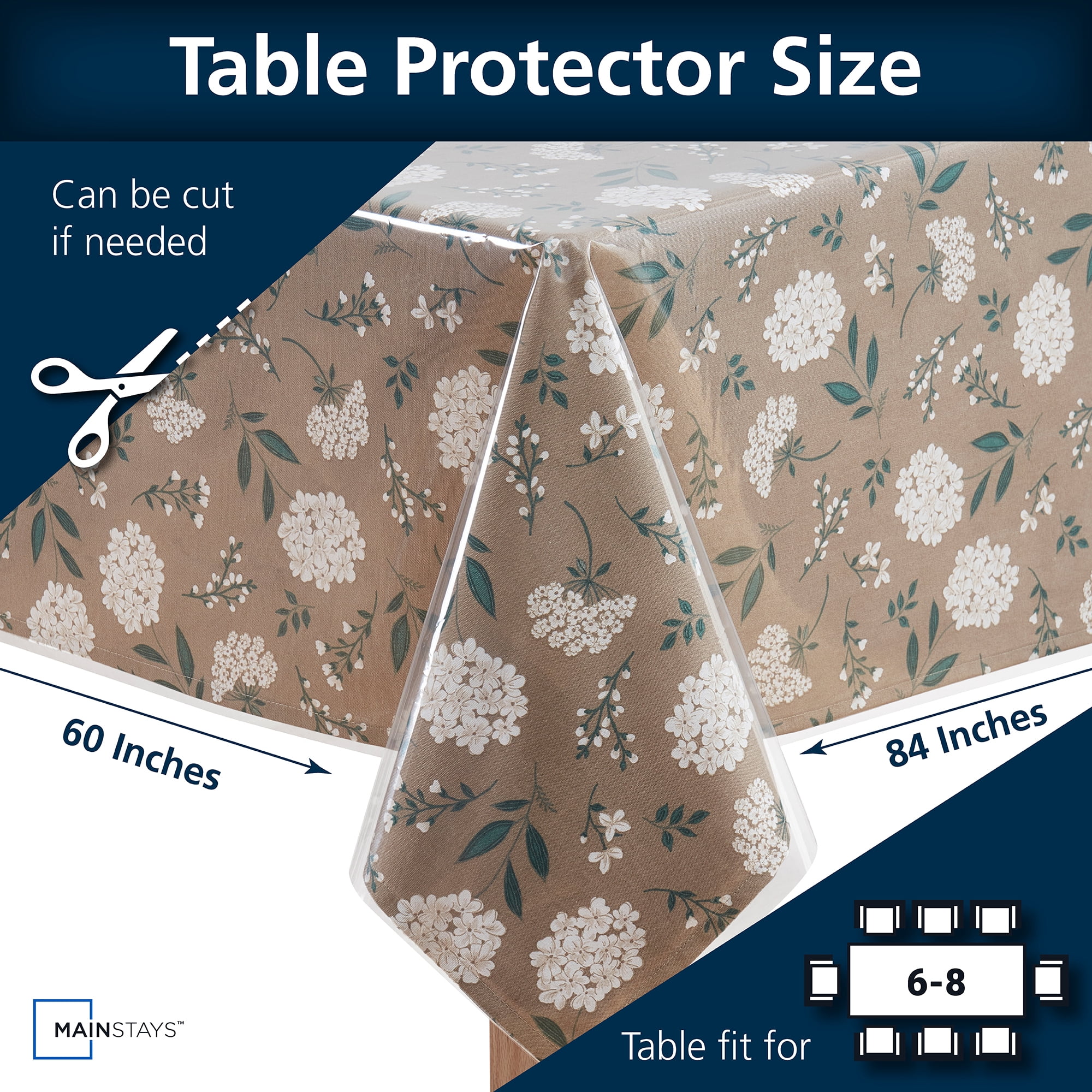 (3 pack) Mainstays Clear Table Protector 60" x 84" Rectangle