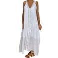 thumbnail image 1 of Fridja Robe Longue Sans Manches à Épaules Dénudées pour Femmes Grande Taille avec Dentelle et Patchwork pour Fête, 1 of 9
