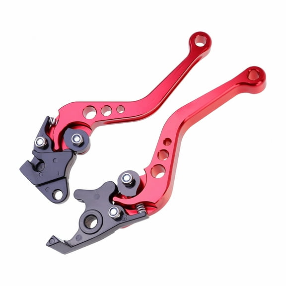 MELIVO 1 Pair Universal Motorcycle Brake Clutch Lever 6 Gear Adjustable Hand Grip Handle Bar (Red)