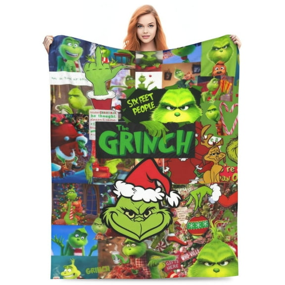 Modern Christmas Game Anime The Grinch Throw Blanket, Flannel Fleece Blankets And Throws For Better Relaxing, Washable Air Condition Blanket 50"X40"