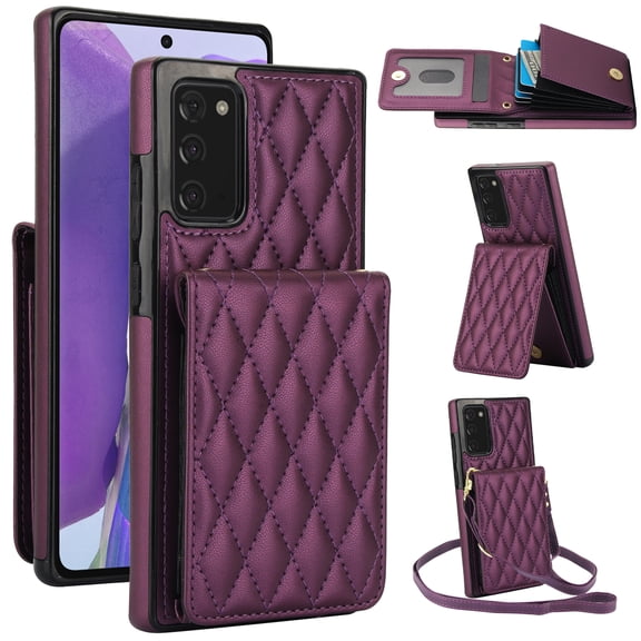 Crossbody Wallet Case for Samsung Galaxy Note 20, RFID Blocking Protective Purse Case Cover with Card Holder Kickstand Shoulder Strap Lanyard Magnetic Closure for Samsung Galaxy Note 20,Darkpurple