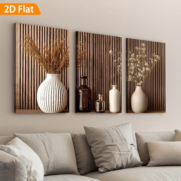 2D Flat Minimalist Modern Potted Plant Art in 2D Print, Featuring Framed Canvas Paintings And Posters That Are Ready to Hang. Available in Large Sizes for Home Decor, Wall Art