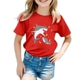 thumbnail image 1 of Vêtements pour Filles Col Rond Imprimé Manches Courtes Hauts d'Été pour Filles Chemises Filles 3-4 Ans Mode Filles, 1 of 3