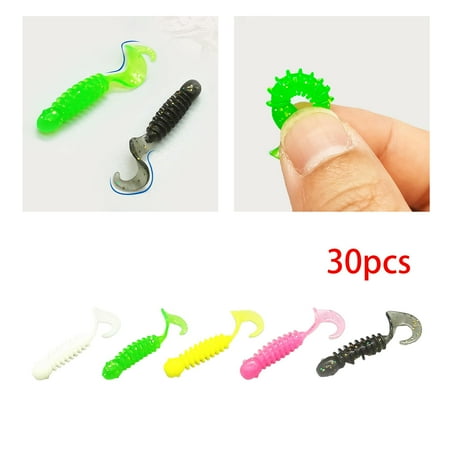 kesoto 30Pcs Wave Fishing Lures Fishing Worms Fishing Accessories Soft Fishing Lures Swinging Lures for Saltwater Salmon