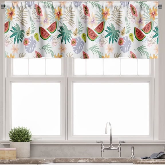 Ambesonne Tropical Valance Pack of 2, Retro Watermelon Papaya, 54"X12", Multicolor