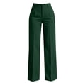 thumbnail image 5 of Outfmvch Striped Dress Pants for Women High Waist Wide Straight Leg Pinstripe Print Flowy Stretchy Trousers with Side Pockets Elegant Business Workplace Daily Office Dressy Slacks Bottoms Green XS, 5 of 5