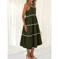 thumbnail image 5 of Musuos Women Summer Casual Long Dress Spaghetti Strap Sleeveless Wavy Striped Trim Backless A-Line Dress for Vacation/Daily, 5 of 8