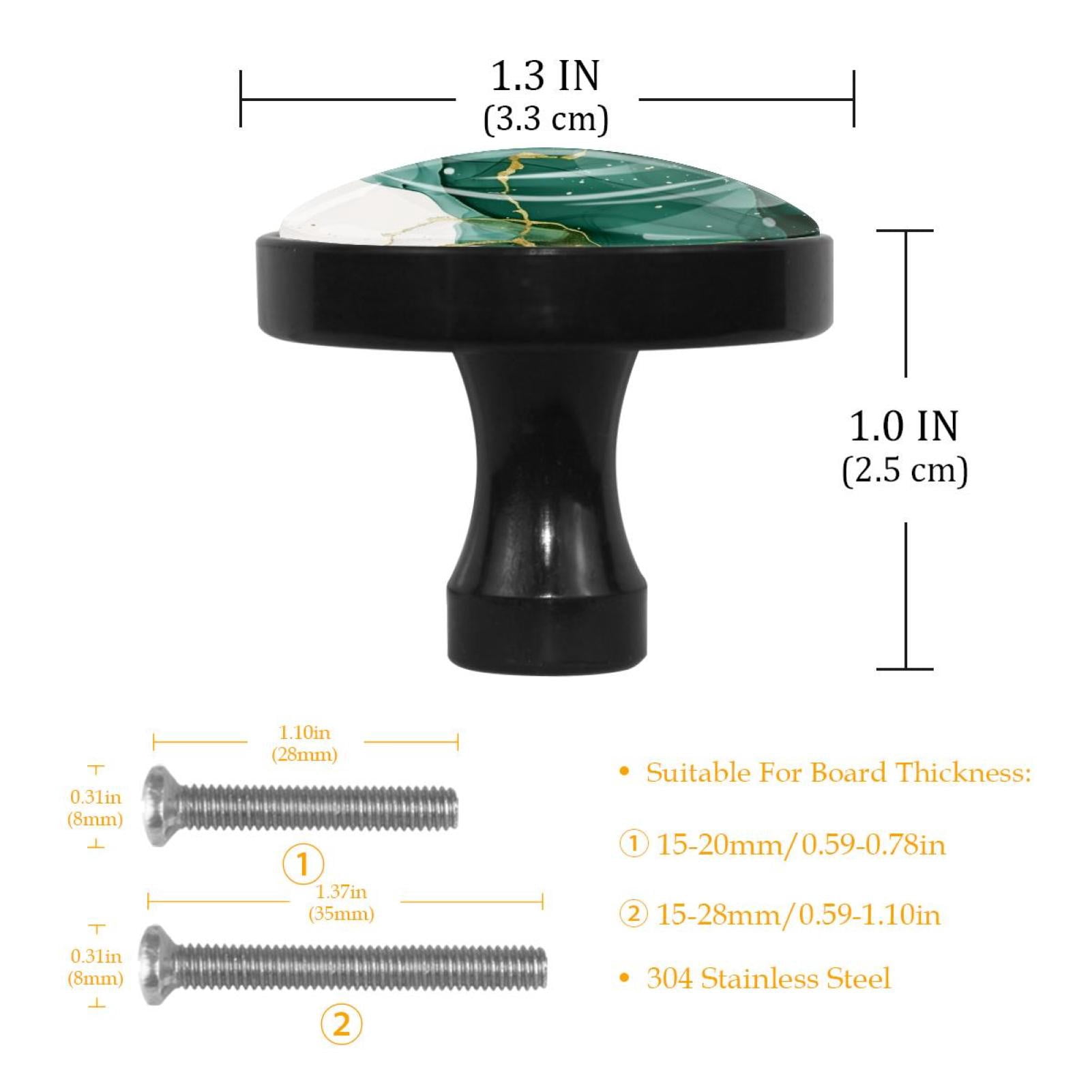 HemaKayy 4 Pack 1.3" Decorative Cabinet Knobs - Premium ABS & Glass, Round Black, Stylish & Durable, Perfect for Kitchen, Bedroom, Home Furniture Decor - Unique Marble Texture