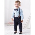 thumbnail image 6 of ZOEREA Baby Boy Clothes Infant Gentleman Outfits Suit,Dress Shirt + Suspender Pants + Bowtie + Beret Hat Wedding 0-18M, 6 of 17