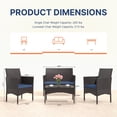 thumbnail image 2 of Gotland 4-Piece Outdoor Patio Furniture Set, Wicker Rattan Chairs & Sofa with Cushions and Glass Coffee Table, Conversation Set for Backyard, Lawn, Porch, Pool, Garden,Navy Blue, 2 of 9