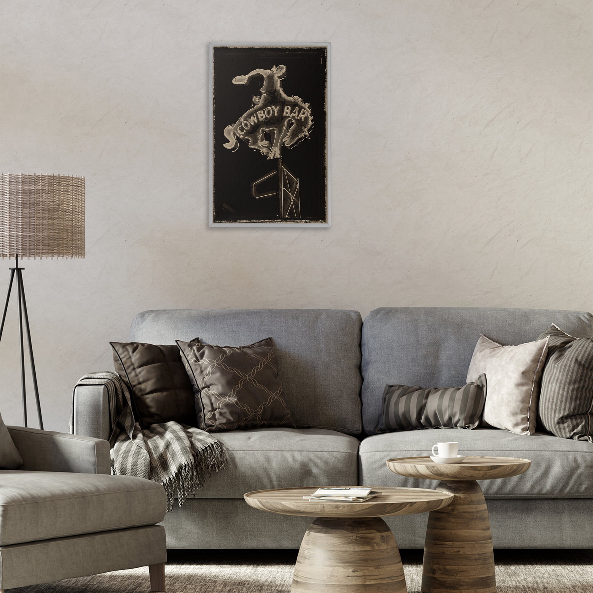 Stupell Industries Cowboy Bar on Black Gray Framed Giclee Art, design by Grotto Studios