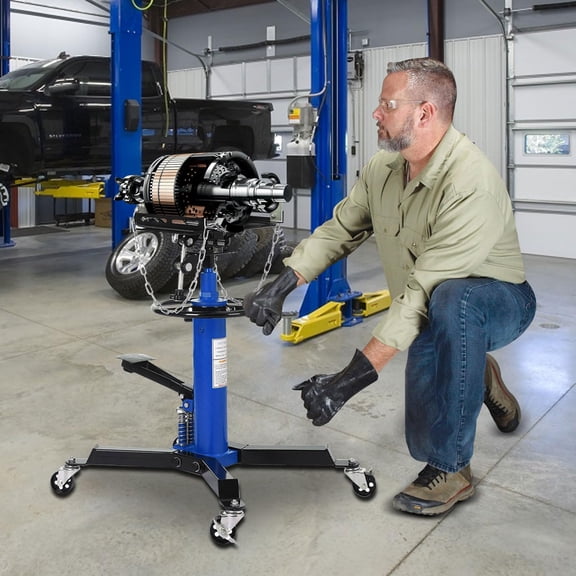 Luku 1322lbs Hydraulic Transmission Jack, 2-Stage Telescoping Lift (33.5"-69"), Dual Plunger, Foot Pedal, Blue