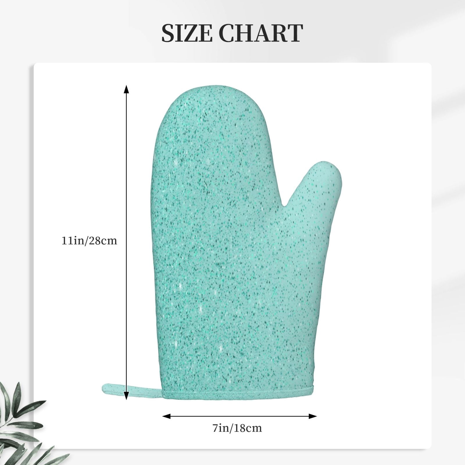 Hirioo Teal Turquoise Glitter for Silicone Oven Mitts for BBQ, Baking, Cooking, Set of 2, Heat Resistant 260℃, Non-Slip Kitchen Essentials