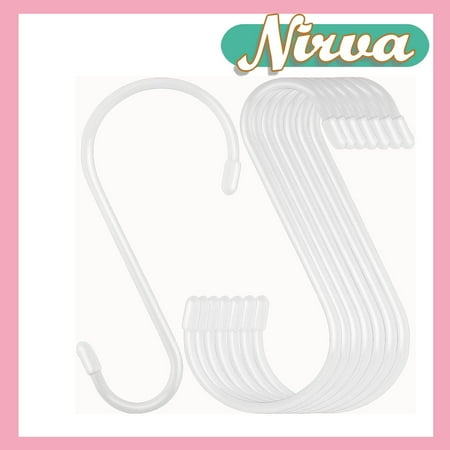 

24 Pack S Hook Large Vinyl Coated S Hooks with Rubber Stopper Non Slip Heavy Duty S Hook Steel Metal Rubber Coated Closet S Hooks