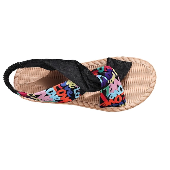 HOWPAY Womens Sandals Non- Open Toe Casual Flat Sandals on Lightweight Summer Outdoor Beach Adjustable Strap Slingback Shoes Black 36