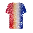 thumbnail image 4 of Itsame 4th of July Shirts Women Independence Day Short T-Shirt Sleeve American Flags Printed Short Sleeve Top, V-Neck Blue, 4 of 5