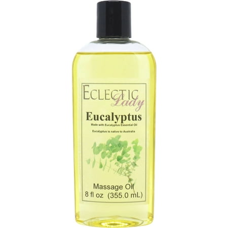 Eucalyptus Massage Oil by Eclectic Lady, 8 oz, Sweet Almond Oil and Jojoba Oil
