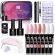 thumbnail image 1 of Pink Nude Set con Nail Art Lamp 7 Bottles Crystal Extension Set oso de fresa Electrónica, 1 of 2