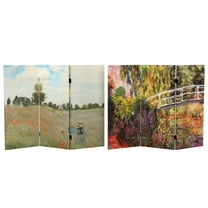 3 ft. Short Double Sided Works of Monet Canvas Folding Screen