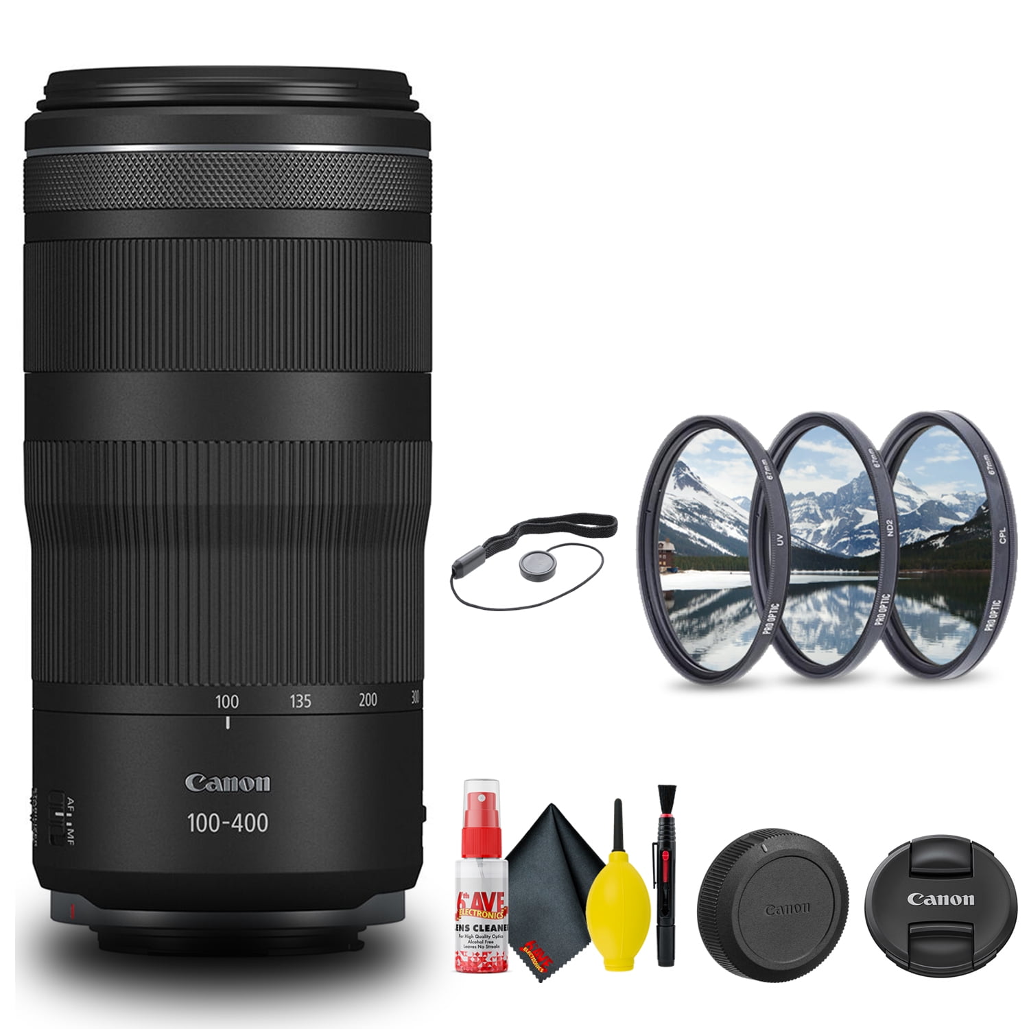 Canon RF 100-400mm F/5.6-8 IS USM Lens (5050C002) + Filter + Cap Keeper + More(International Model)