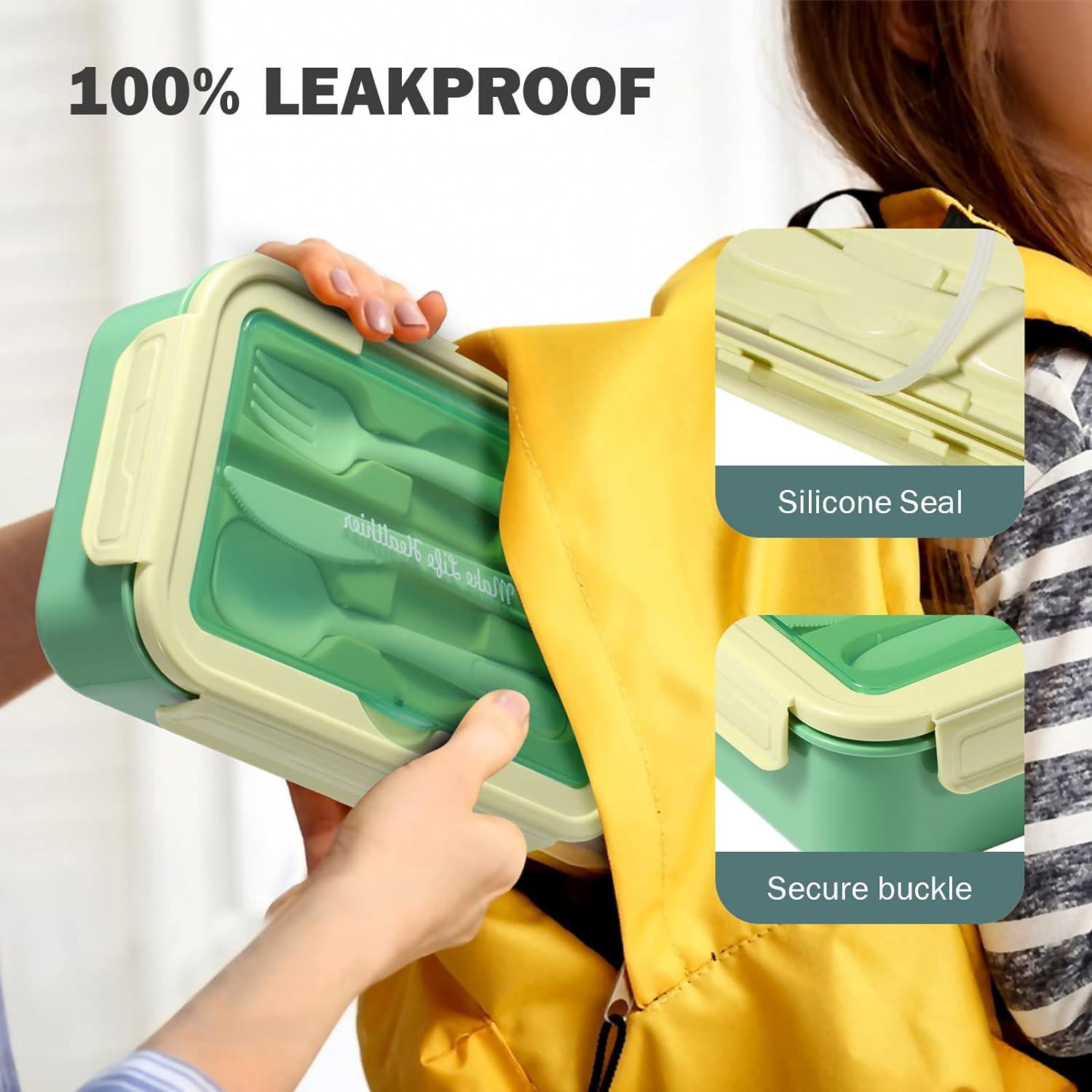 VINATO Lunch Box 1400ml Avec Couverts Pour Bureau, École Et Voyage - Boîte Repas à 2 Niveaux, Sans BPA - Idéale Comme Boite A Lunch Pour Adultes Et Enfants