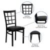 thumbnail image 5 of Emma + Oliver Black Window Back Metal Restaurant Chair - Black Vinyl Seat, 5 of 12