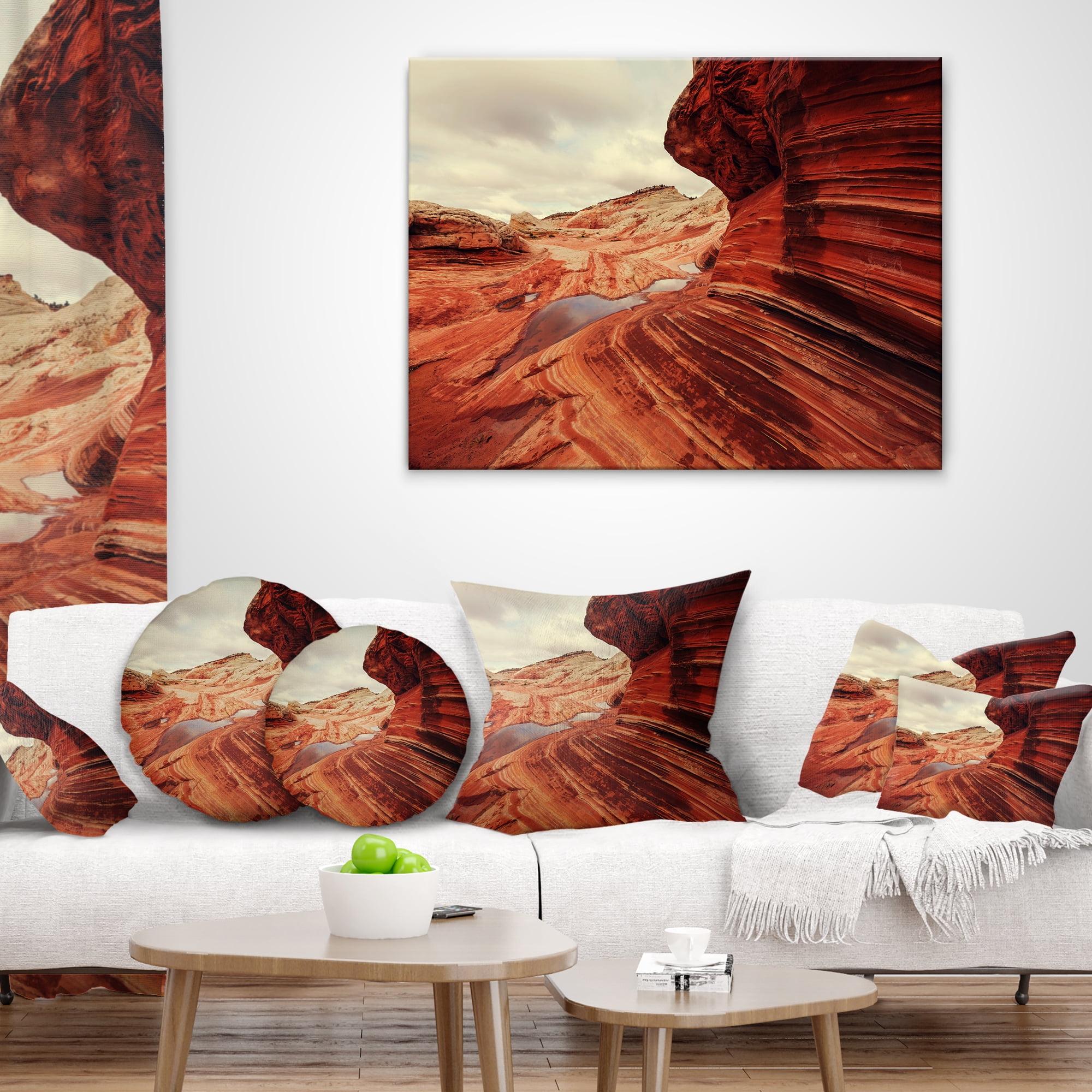 Designart Vermillion Cliffs At Dawn View - Landscape Printed Throw Pillow - 12x20