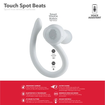 RCA Wave-70 True Wireless Earbuds with Hi-Res Audio & 20H Playtime, White