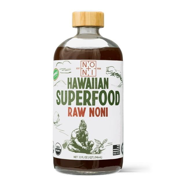 Healing Noni Raw Organic Hawaiian Noni Juice 1 Pack of 32oz Glass Bottles