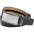 thumbnail image 2 of marino mens genuine leather ratchet dress belt with automatic buckle, enclosed in an elegant gift box - gunblack silver adjustable from 28" to 44" waist, 2 of 7