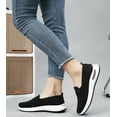 thumbnail image 2 of DADAWEN Women's Slip On Knit Flats Shoes Mesh Walking Loafers Shoes Casual Work Nursing Sneakers Black 5.5US, 2 of 5