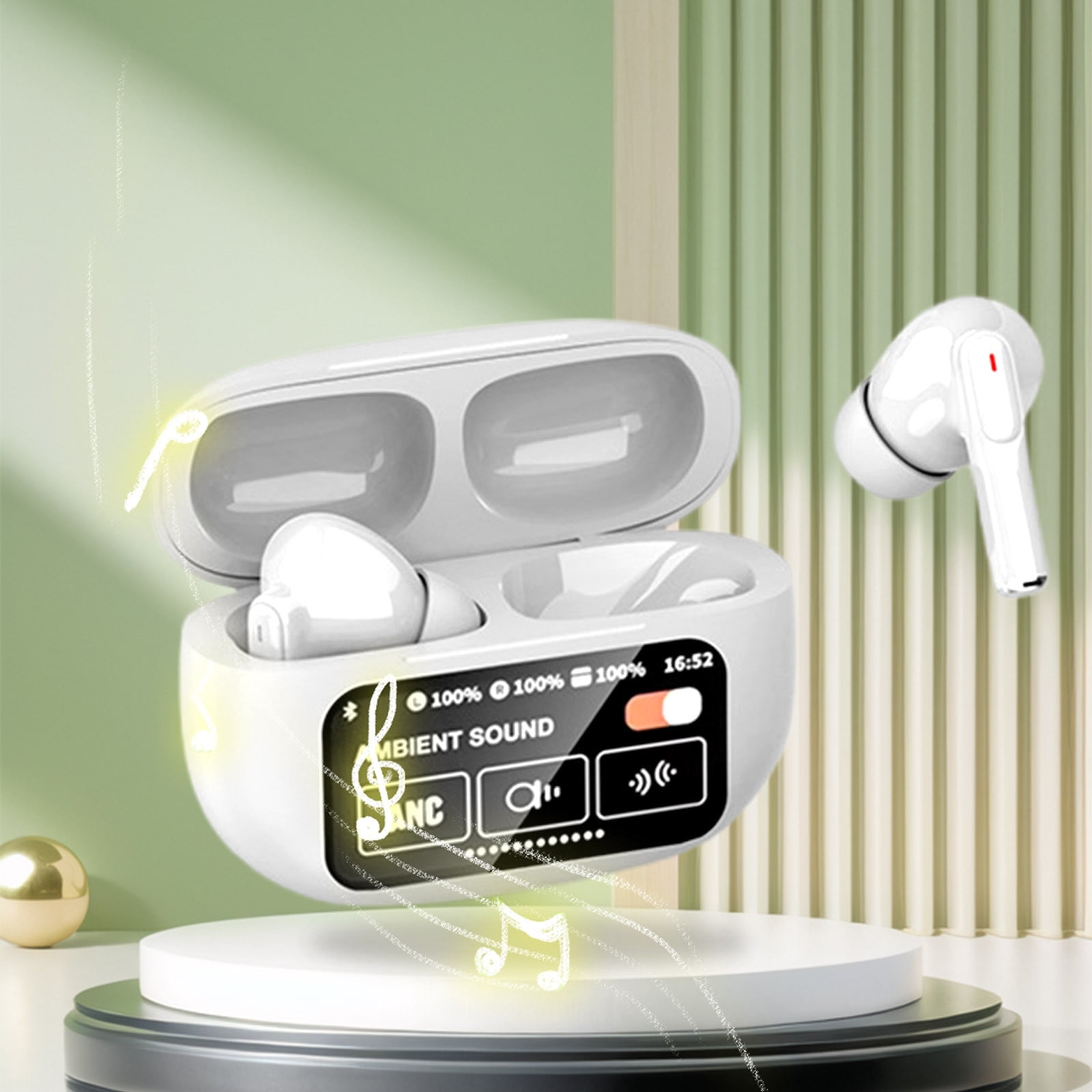 True Wireless Earbuds Bluetooth 5.3 Headphones 45H Long Playtime, Wireless Charging Case, IPX8 Waterproof Stereo Earphones, Built-in Mic Calls, Headset Premium Deep Bass 32 Preset EQs via APP,White