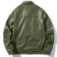 thumbnail image 4 of Herrnalise Men's Leather Jacket Fashion Stand Collar Punk Motorcycle Washed Leather Long Sleeve Hoodless Casual Outwear & Jackets Green, 4 of 4